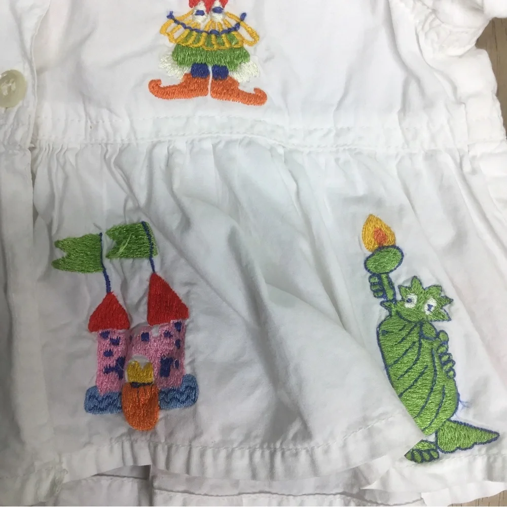 Oilily Baby Girl White Dress Size 68 (6 months US) Embroidered Cotton India
